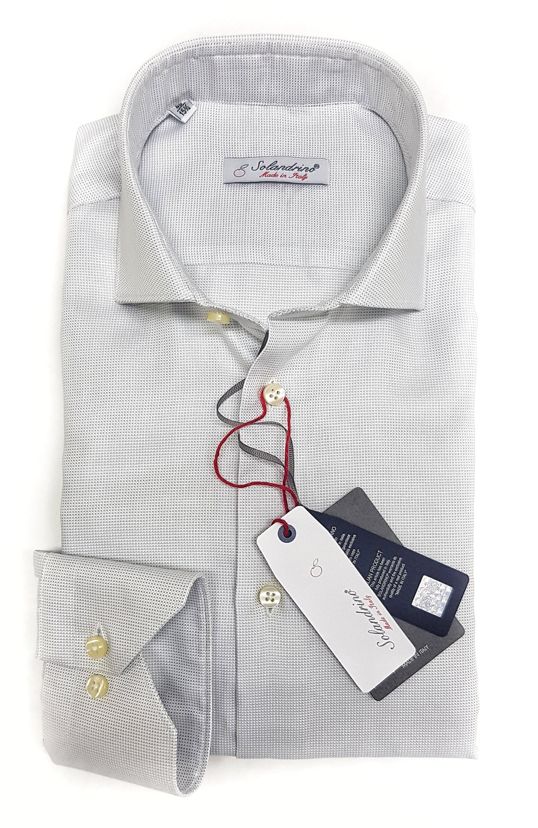 Camicia elegante micro fantasia grigio perla armaturato alta qualità puro cotone made in italy
