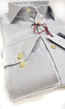 Carica l&#39;immagine nel visualizzatore di Gallery, Camicia elegante micro fantasia grigio perla armaturato alta qualità puro cotone made in italy
