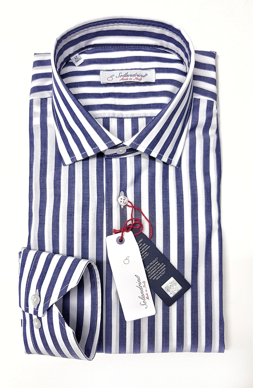 Camicia Uomo fasciato blu puro cotone made in Italy man shirt stripe navy