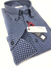 Carica l&#39;immagine nel visualizzatore di Gallery, Camicia micro fantasia blu button down puro cotone made in italy men shirt blue Fantasy
