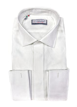 Load image into Gallery viewer, Camicia bianca elegante Oxford armaturato alta qualità polsini gemelli puro cotone made in italy white shirt Oxford double cuffllink
