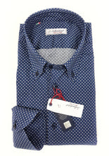 Carica l&#39;immagine nel visualizzatore di Gallery, Camicia micro fantasia blu button down puro cotone made in italy men shirt blue Fantasy
