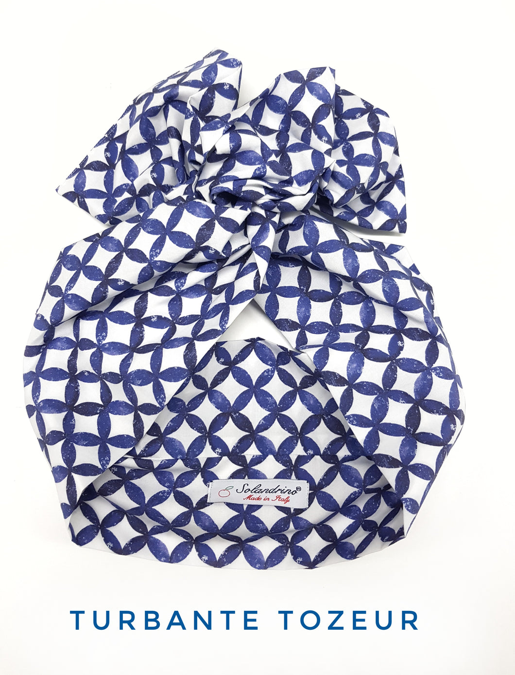 Turbante blu  Fashion in cotone design fascia capelli tozeur hairband Made in Italy