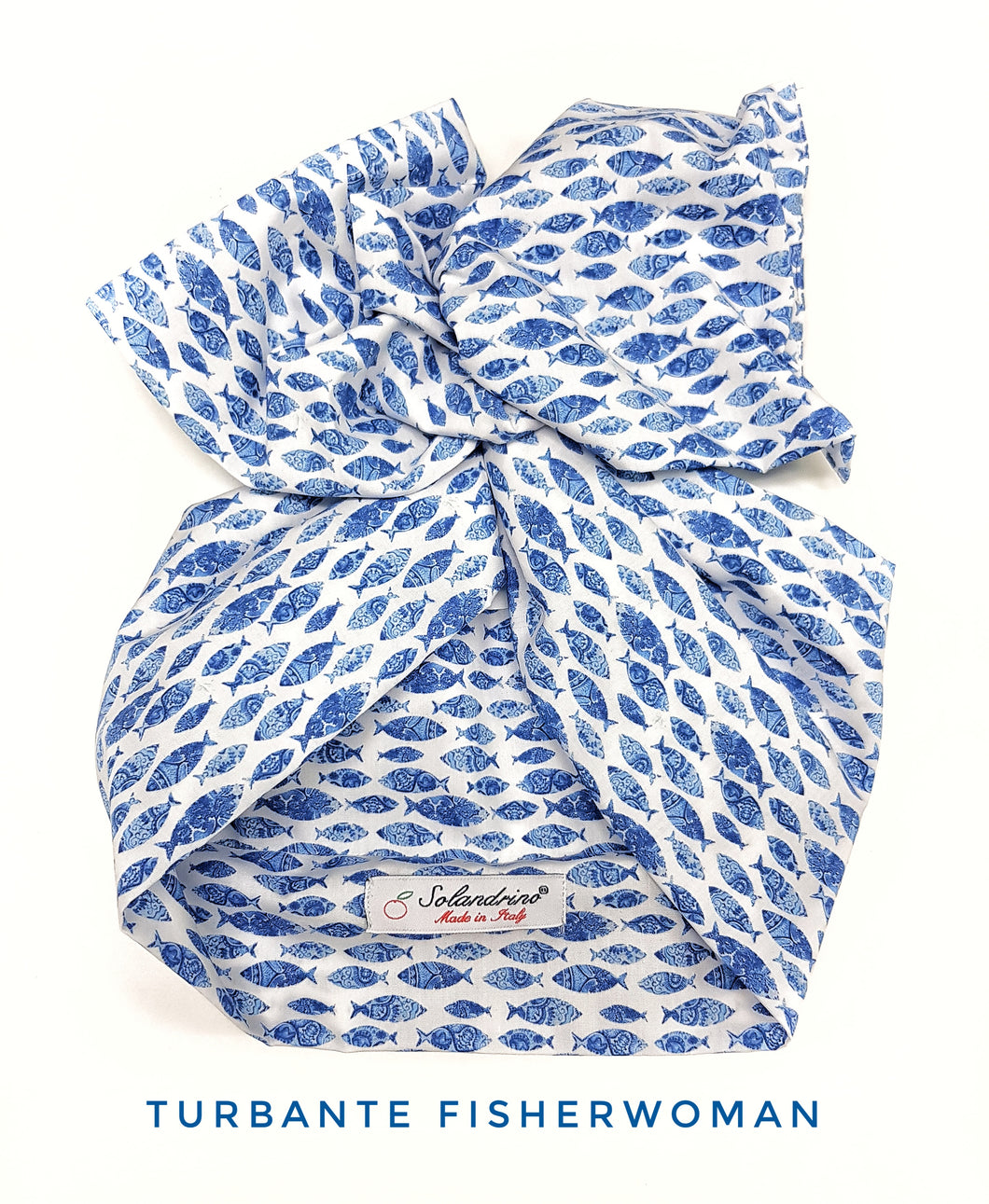 Turbante azzurro  Fashion in cotone design fascia capelli fisherwoman hairband Made in Italy