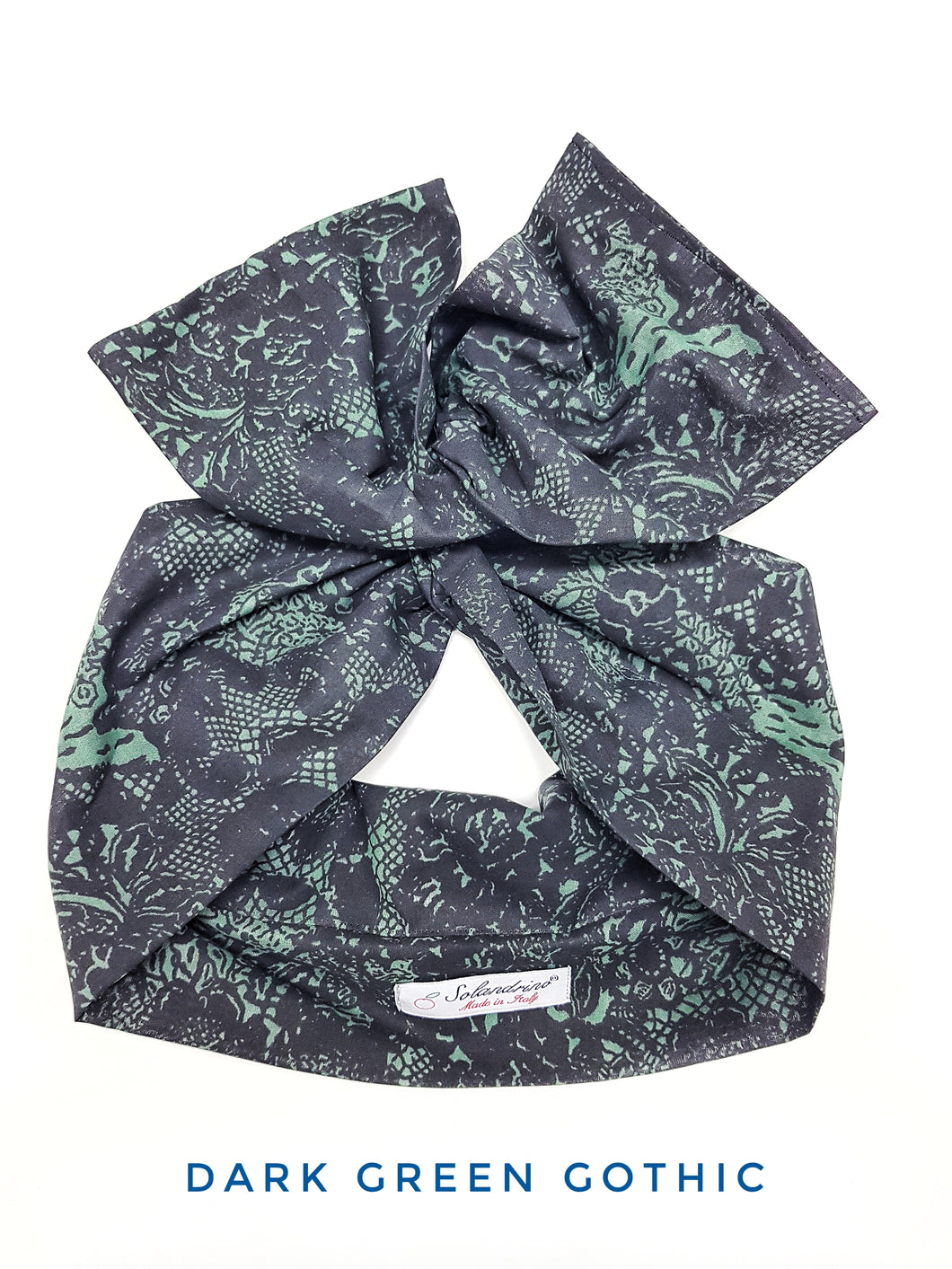 Turbante verdone Fashion in cotone fascia capelli design dark green grunge  hairband Made in Italy