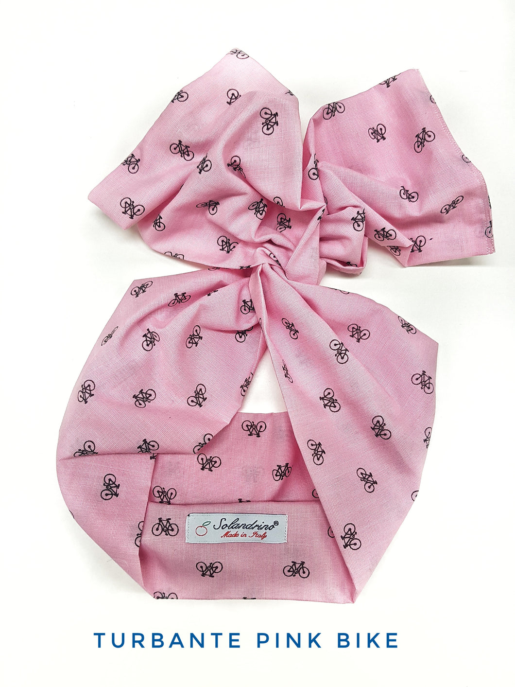 Turbante rosa Fashion in cotone fascia capelli design Pink bike hairband Made in Italy