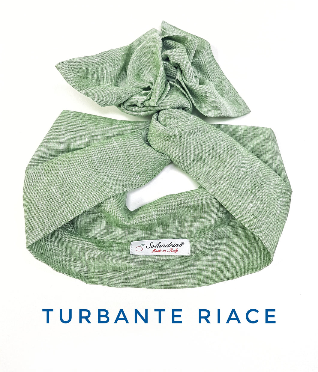 Turbante verde in lino made in Italy fascia capelli hairband