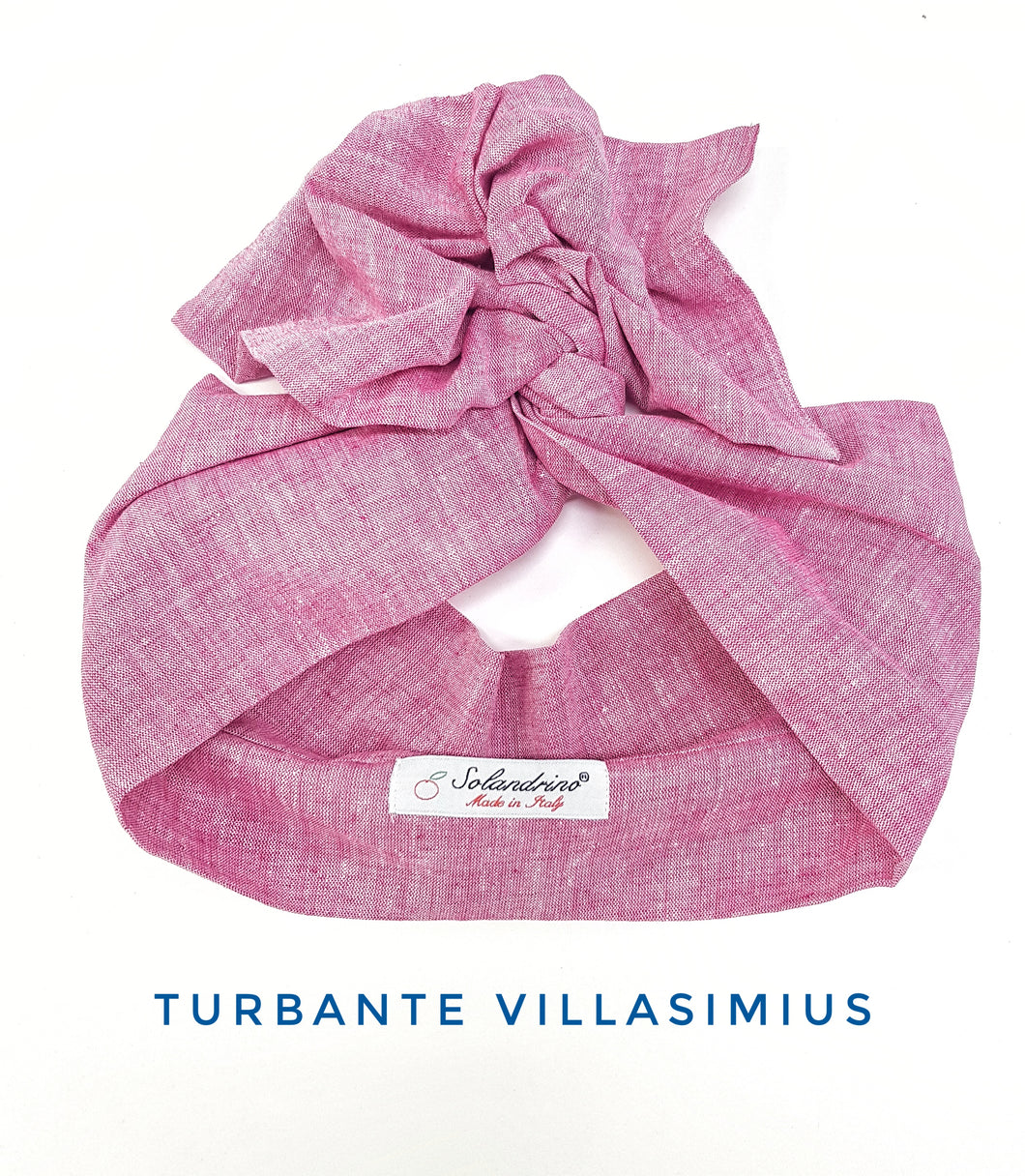Turbante rosa fucsia in lino made in Italy fascia capelli hairband