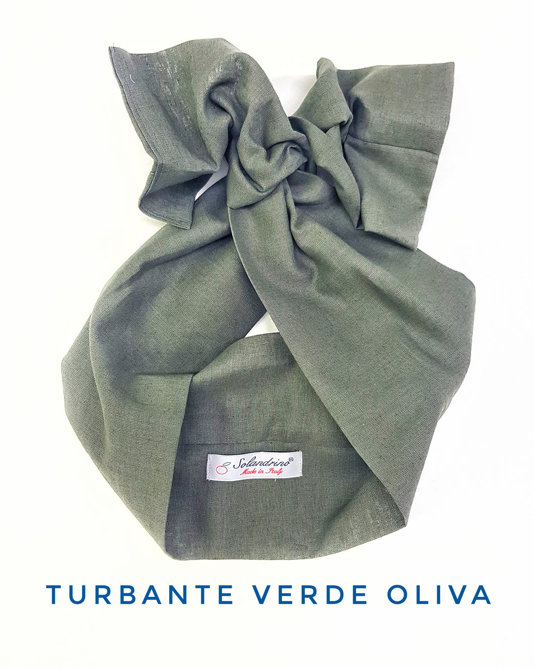 Turbante verde oliva in lino made in Italy fascia capelli hairband