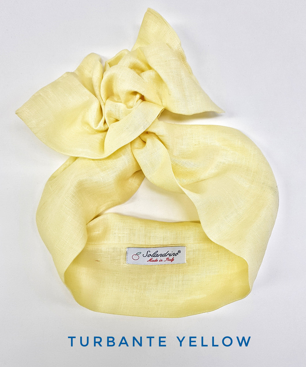 Turbante giallo in lino made in Italy fascia capelli hairband