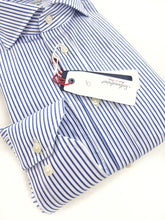 Load image into Gallery viewer, Camicia rigata Uomo puro cotone alta qualità made in italy men shirt blue stripe high quality
