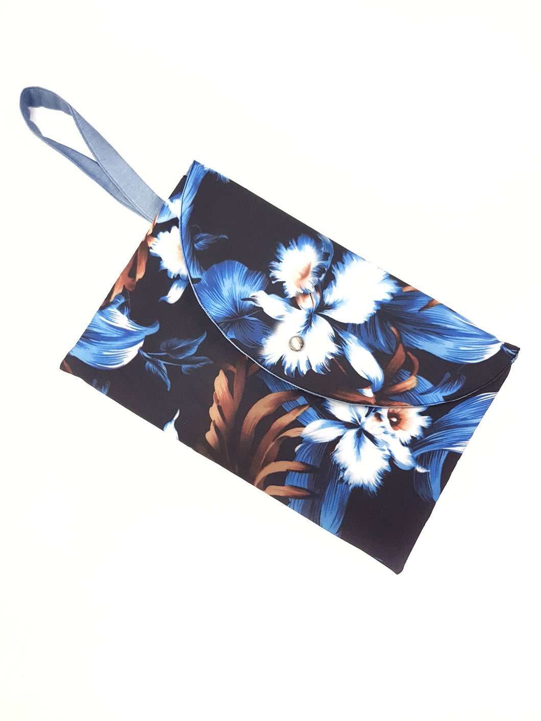 Pochette in tessuto fashion design dark flower Made in Italy