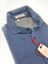 Load image into Gallery viewer, Polo Camicia blu piquet Jersey in maglia morbida alta qualità puro cotone  made in italy knit Jersey piquet
