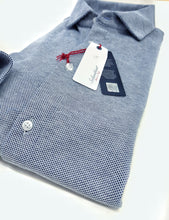 Load image into Gallery viewer, Polo Camicia azzurra piquet Jersey in maglia morbida manica lunga alta qualità puro cotone  made in italy knit Jersey piquet

