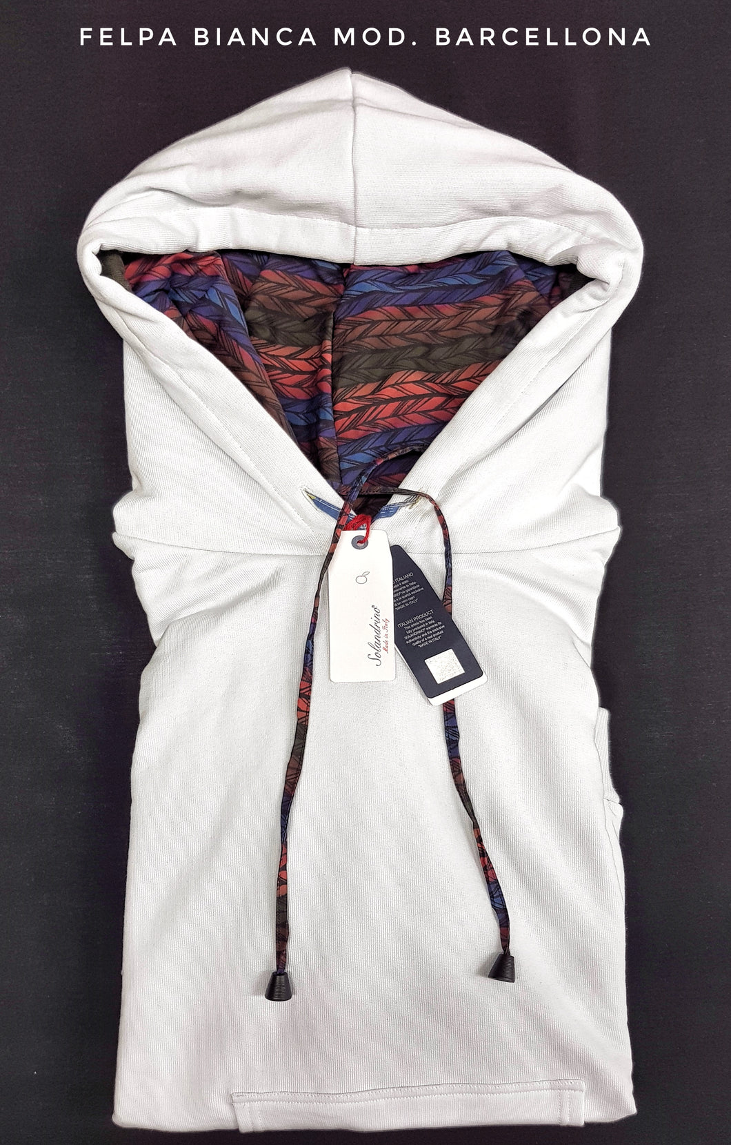 Felpa Bianca con Cappuccio Design Barcellona  made in Italy Fantasia  100% cotone - Sweatshirt hoodie