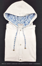 Carica l&#39;immagine nel visualizzatore di Gallery, Maglia cardigan jersey Bianca con Cappuccio Design fisherman  made in Italy Fantasia  100% cotone - Sweatshirt hoodie
