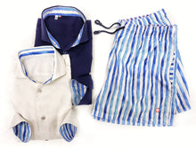 Carica l&#39;immagine nel visualizzatore di Gallery, Costume da Bagno morbido tessuto slip interno  asciugatura rapida Boxer mare uomo fantasia Santorini con 2 tasche laterali Made in Italy

