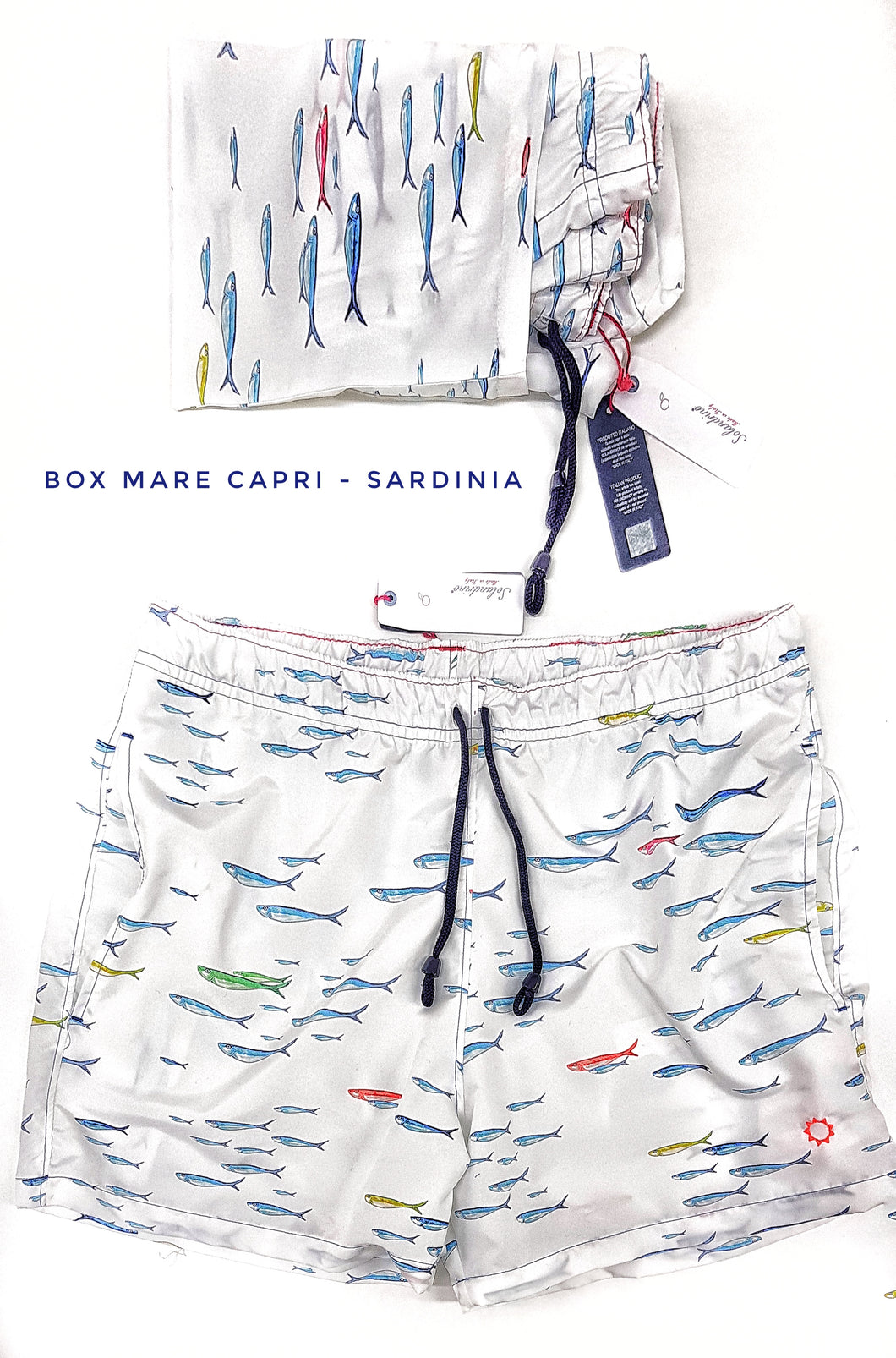 Costume da Bagno fantasia Sardinia slip interno  morbido tessuto asciugatura rapida Boxer mare uomo fantasia Sardinia con 2 tasche laterali Made in Italy