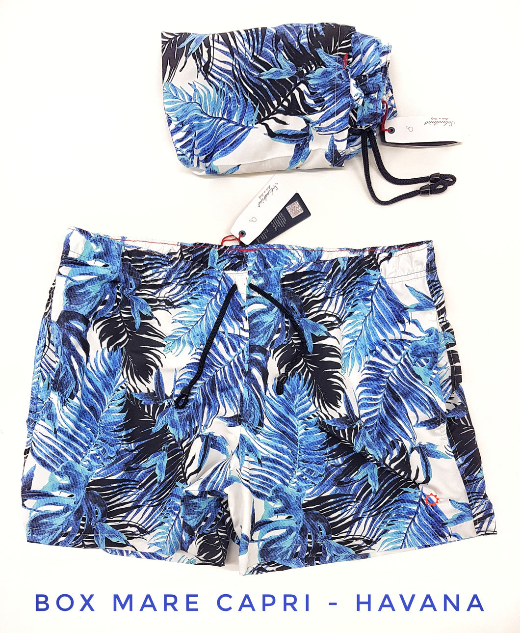 Costume da Bagno in morbido tessuto slip interno asciugatura rapida Boxer mare Uomo fantasia Hawana Hawaii 2 tasche laterali Made in Italy