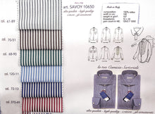 Carica l&#39;immagine nel visualizzatore di Gallery, Camicia Uomo puro cotone a righe rosso bordeaux alta qualità bacchettino rigato titolo 120 made in italy

