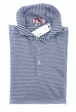 Load image into Gallery viewer, Polo rigata bianco blu 100% cotone jersey  made in Italy manica corta

