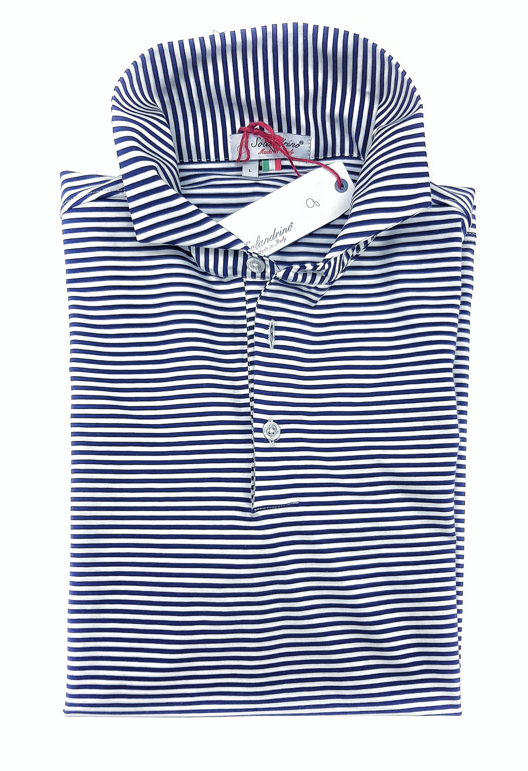 Polo rigata bianco blu 100% cotone jersey  made in Italy manica corta
