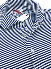 Carica l&#39;immagine nel visualizzatore di Gallery, Polo rigata bianco blu 100% cotone jersey  made in Italy manica corta
