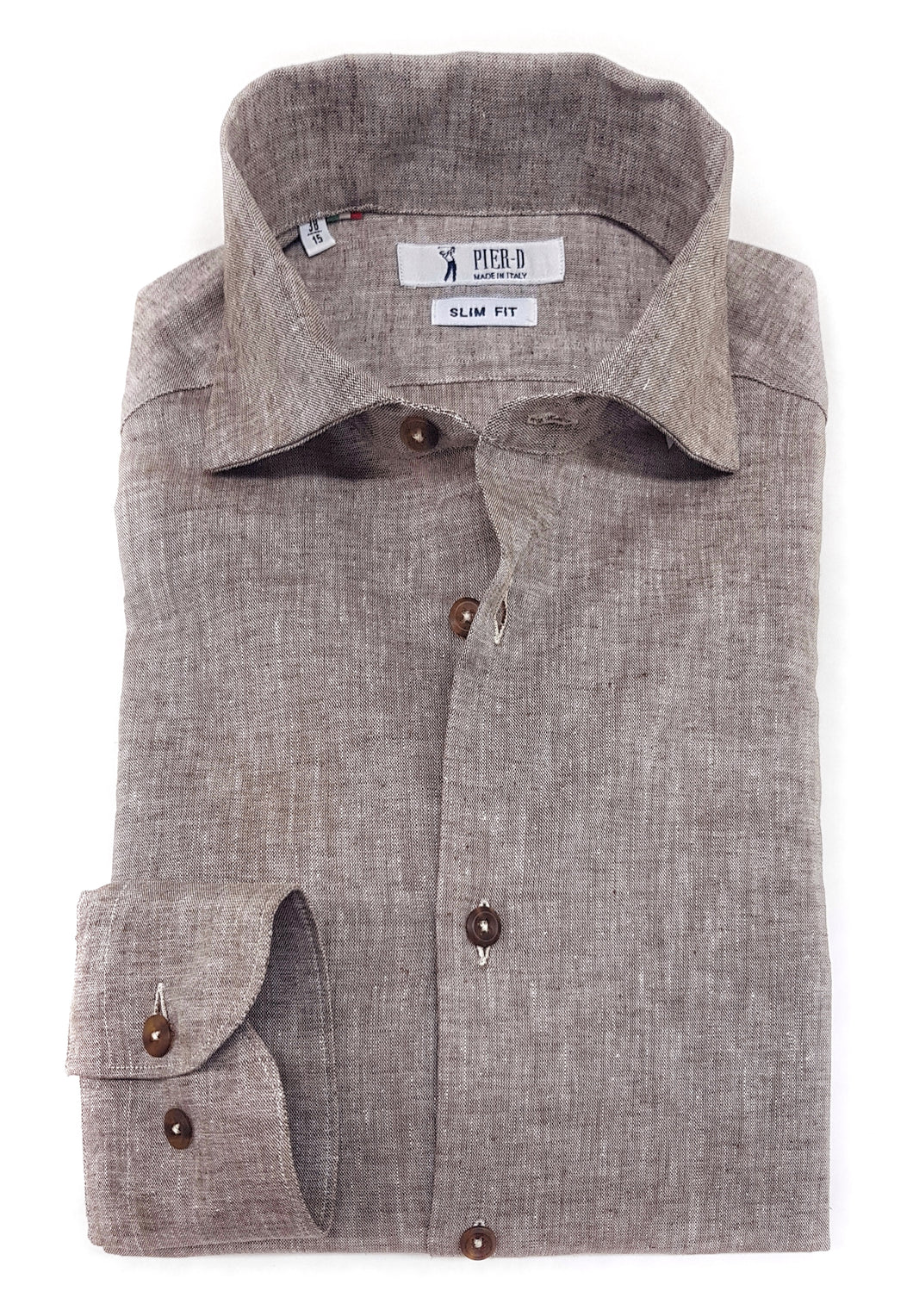 Camicia beige sabbia  puro Lino made in Italy - light brown Linen Shirt