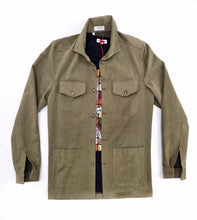 Carica l&#39;immagine nel visualizzatore di Gallery, Giacca Sahariana Overshirt Safari verdone militare 4 tasche gabardina 100% cotone Made in italy
