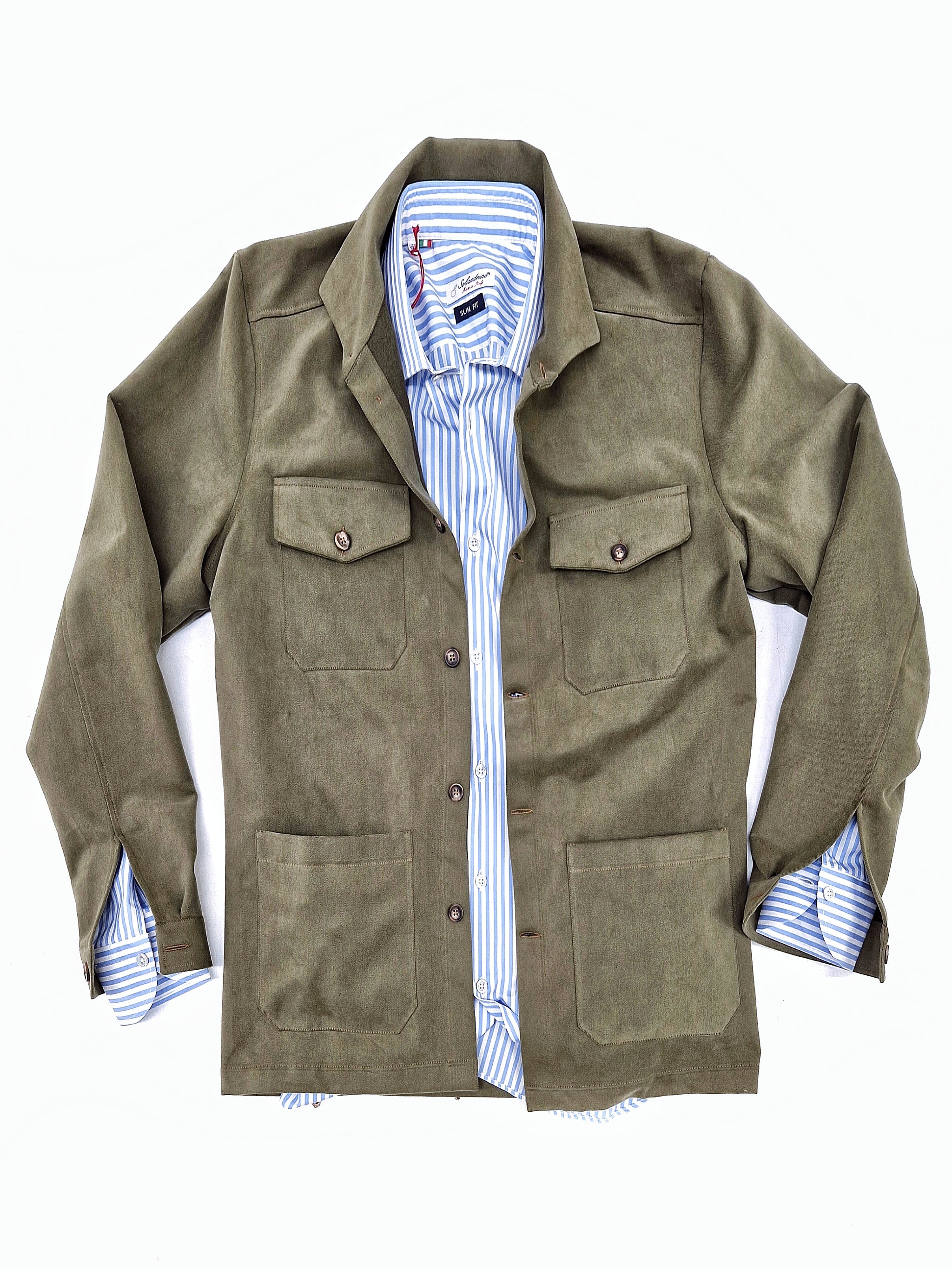 Giacca Sahariana Overshirt Safari verdone militare tasche