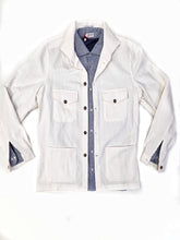 Carica l&#39;immagine nel visualizzatore di Gallery, Giacca Sahariana Overshirt Safari Bianco velluto corduroy militare 4 tasche gabardina 100% cotone Made in italy
