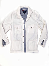 Carica l&#39;immagine nel visualizzatore di Gallery, Giacca Overshirt Sahariana Safari Bianco velluto corduroy militare 4 tasche gabardina 100% cotone Made in italy
