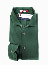 Load image into Gallery viewer, Polo Camicia piquet Verdone verde inglese Jersey in maglia morbida manica lunga alta qualità puro cotone  made in italy knit Jersey piquet

