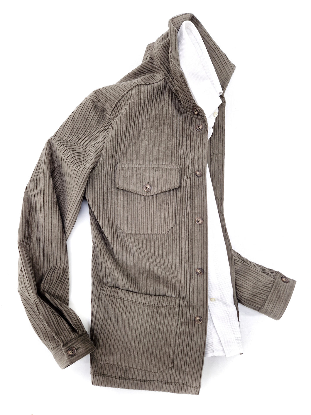 Giacca Overshirt Sahariana Safari Corduroy beige 4 tasche 100% cotone Made in italy