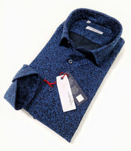 Carica l&#39;immagine nel visualizzatore di Gallery, Camicia uomo jeans blu  FANTASIA FASHION  puro cotone made in Italy Blue Navy shirt
