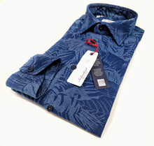 Carica l&#39;immagine nel visualizzatore di Gallery, Camicia uomo jeans blu stone wash FANTASIA FASHION  puro cotone made in Italy Blue Navy shirt
