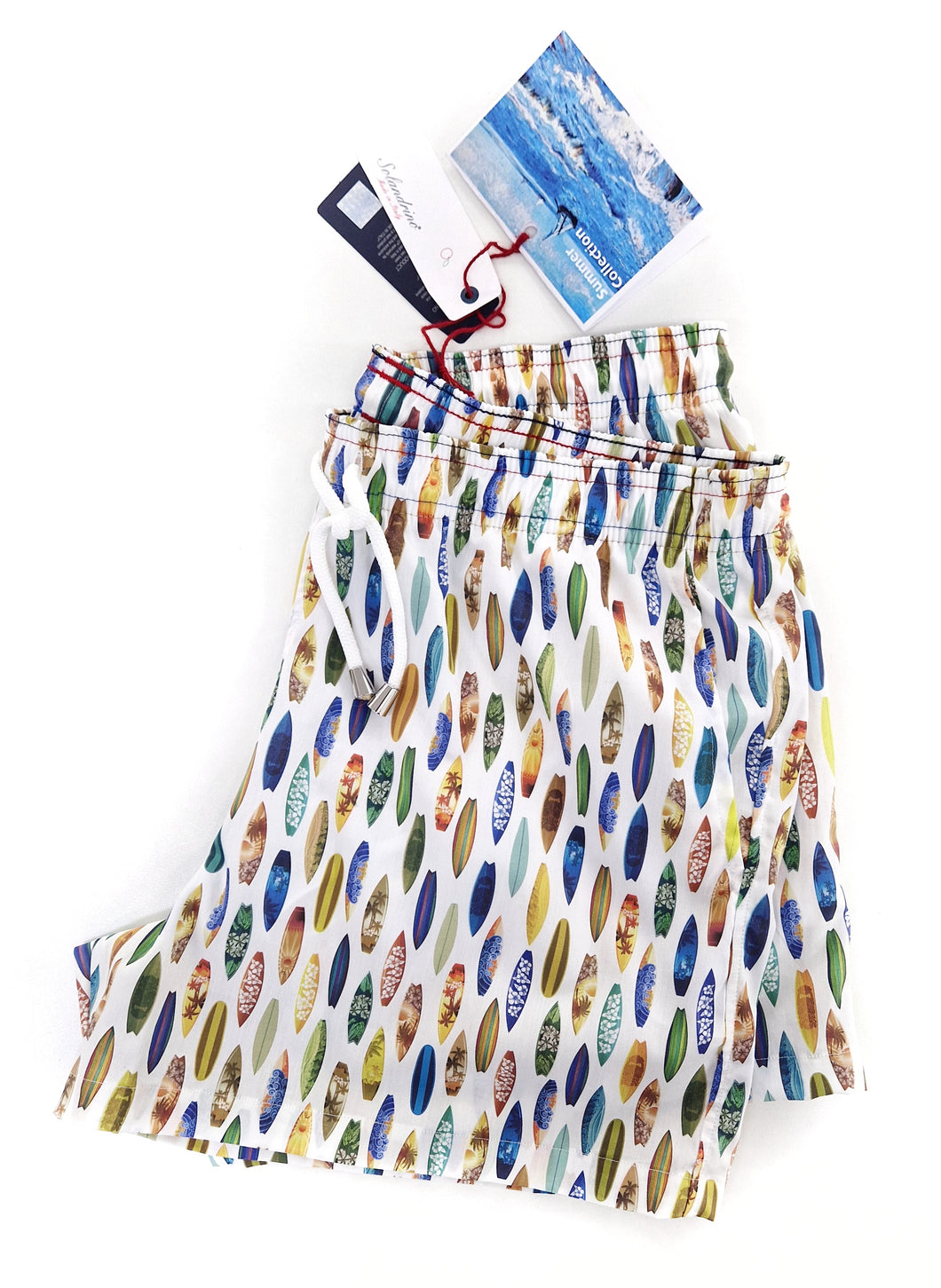 Boxer Mare Costume da Bagno Fantasia Tavola Surf Puro Cotone slip interno morbido con 2 tasche laterali Made in Italy