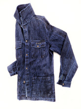Carica l&#39;immagine nel visualizzatore di Gallery, Giacca Overshirt Jeans Blu Sahariana Safari 4 tasche 100% denim navy blue  in
