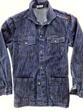 Carica l&#39;immagine nel visualizzatore di Gallery, Giacca Overshirt Jeans Blu Sahariana Safari 4 tasche 100% denim navy blue  in
