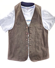 Carica l&#39;immagine nel visualizzatore di Gallery, Gilet Panciotto marrone in cotone made in italy
