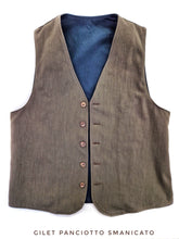 Carica l&#39;immagine nel visualizzatore di Gallery, Gilet Panciotto marrone in cotone made in italy
