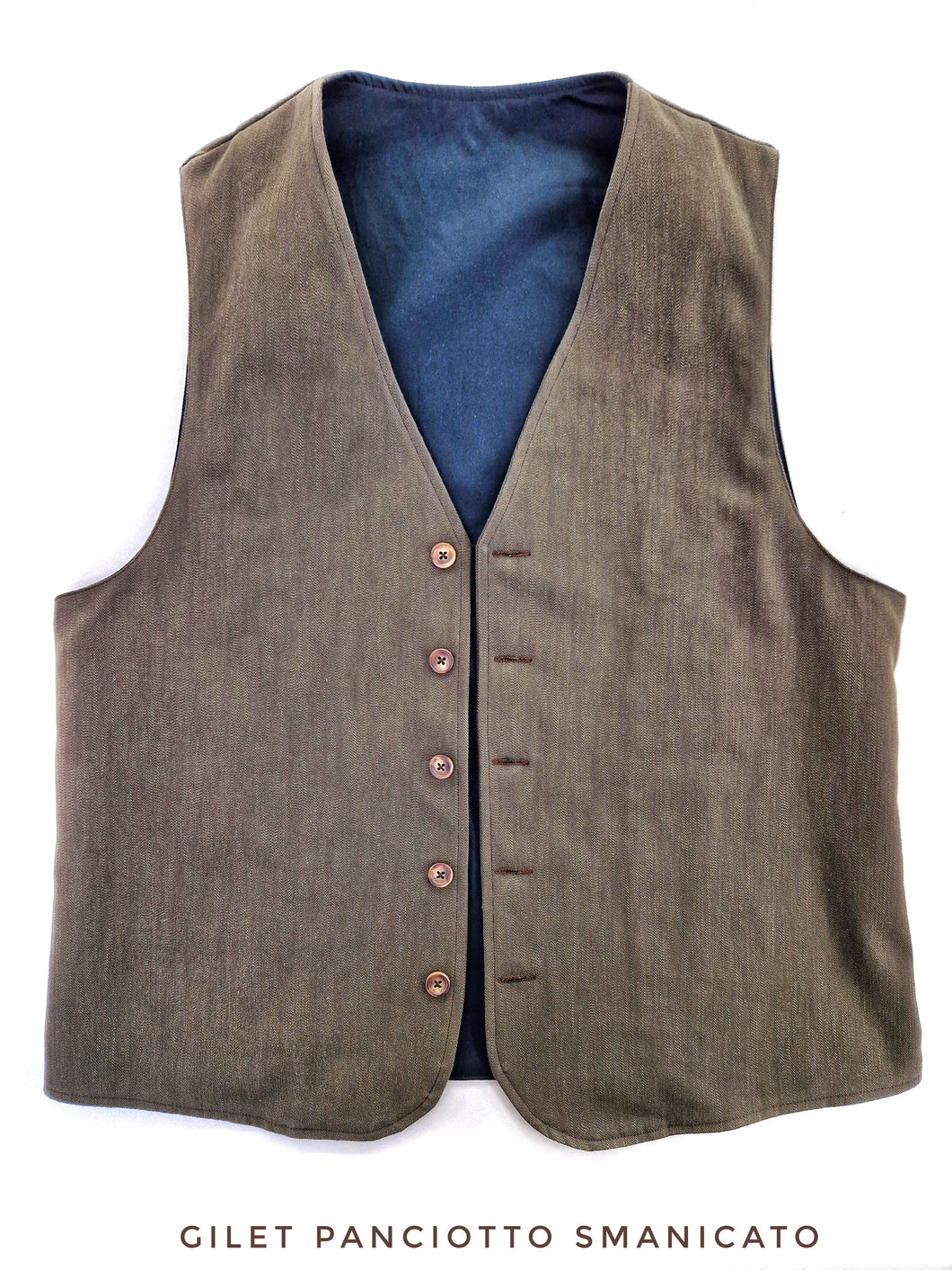 Gilet Panciotto marrone in cotone made in italy