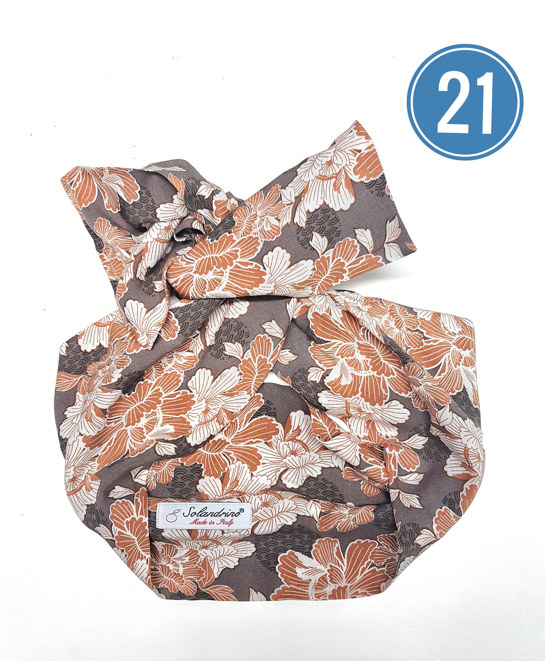 Turbante Fashion in cotone Fantasia design foliage  21 Made in Italy