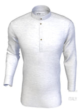 Carica l&#39;immagine nel visualizzatore di Gallery, Camicia lino bianco guru coreano serafino chiusa a polo made in italy
