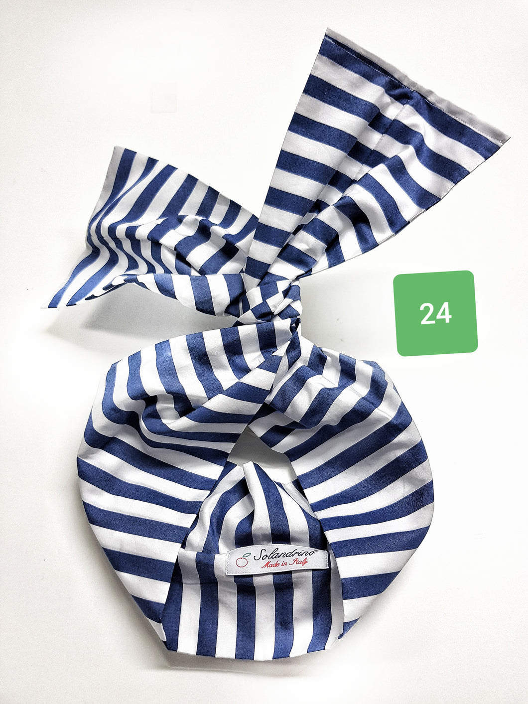 Turbante Fashion in cotone Fantasia design fascia bianco blu 24 Made in Italy