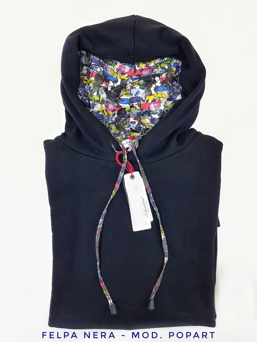 Felpa Nera con Cappuccio design POPART  made in Italy Fantasia 100% cotone  Unisex Sweatshirt black Hoodie