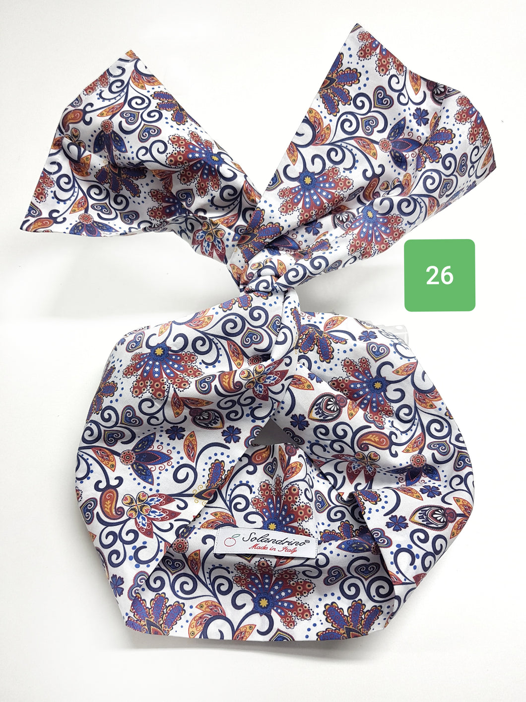 Turbante Fashion in cotone Fantasia design paisley flower 26 Made in Italy