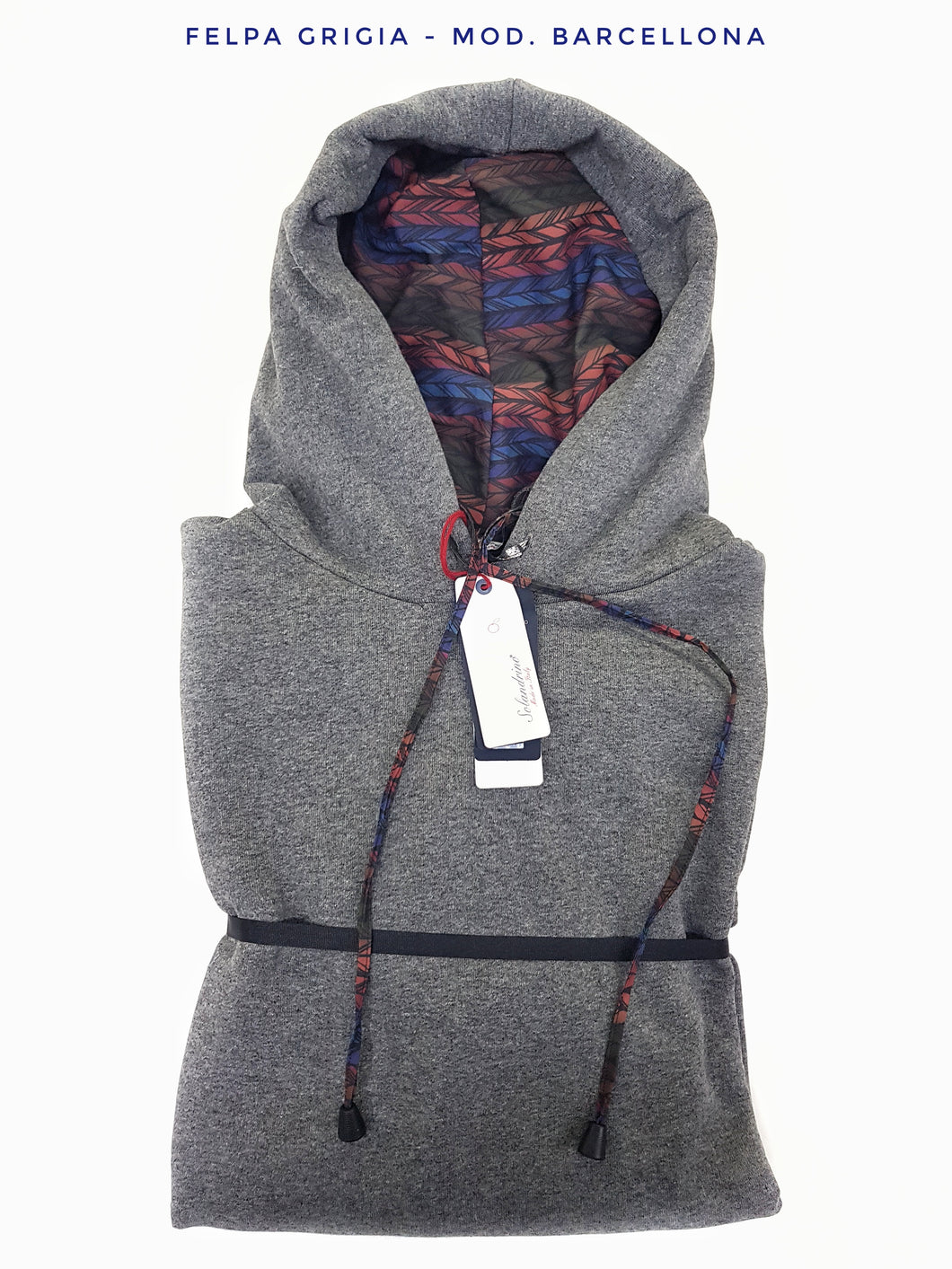 Felpa Grigia con Cappuccio Design Barcellona made in Italy Fantasia  100% cotone -  UNISEX Sweatshirt grey hoodie