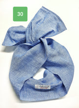 Load image into Gallery viewer, Turbante Fashion in Lino Fantasia design lino azzurro 30 Made in Italy
