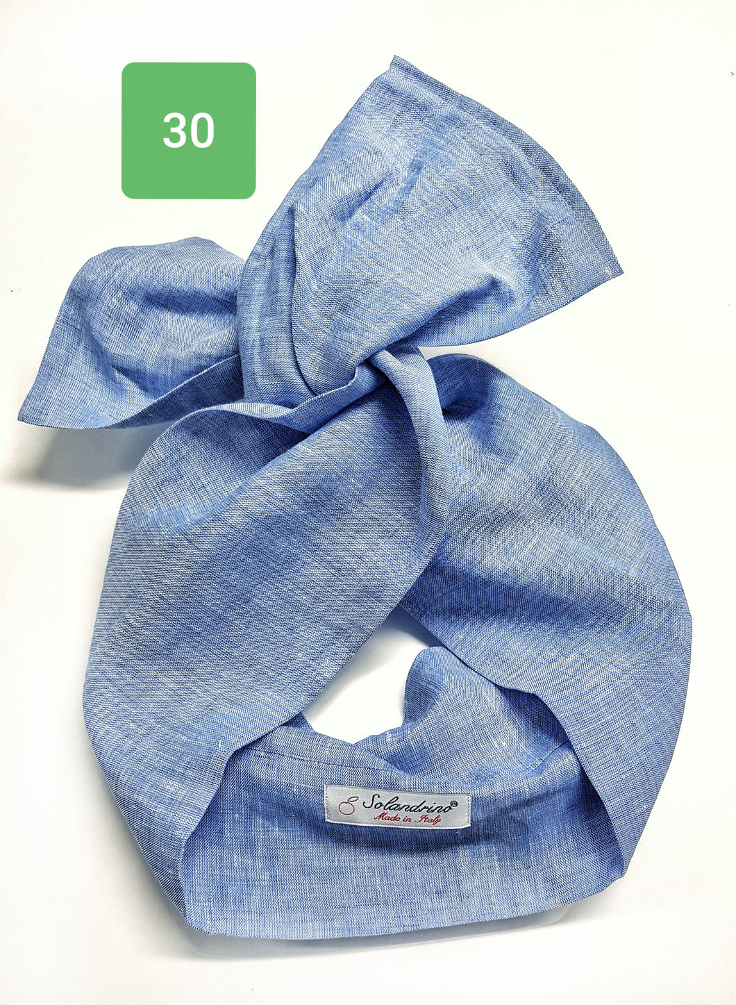 Turbante Fashion in Lino Fantasia design lino azzurro 30 Made in Italy